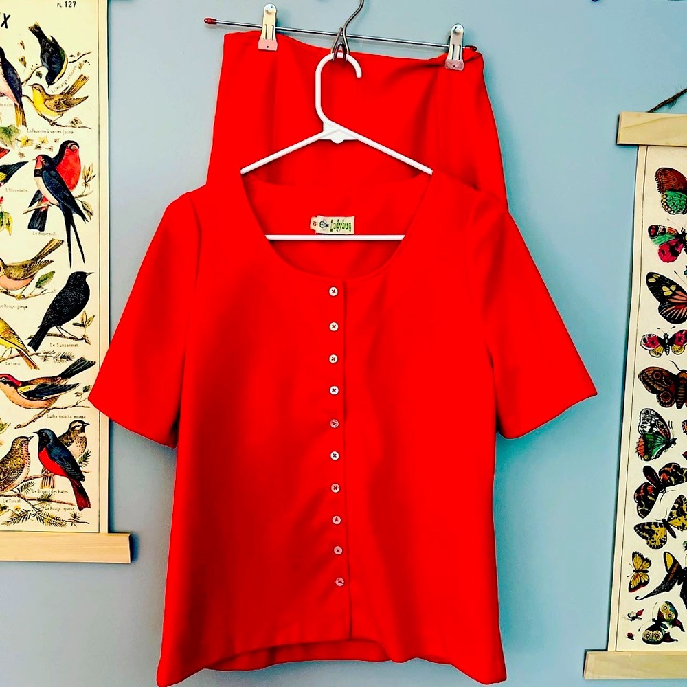 Vintage 70s Skirt and Shirt Set